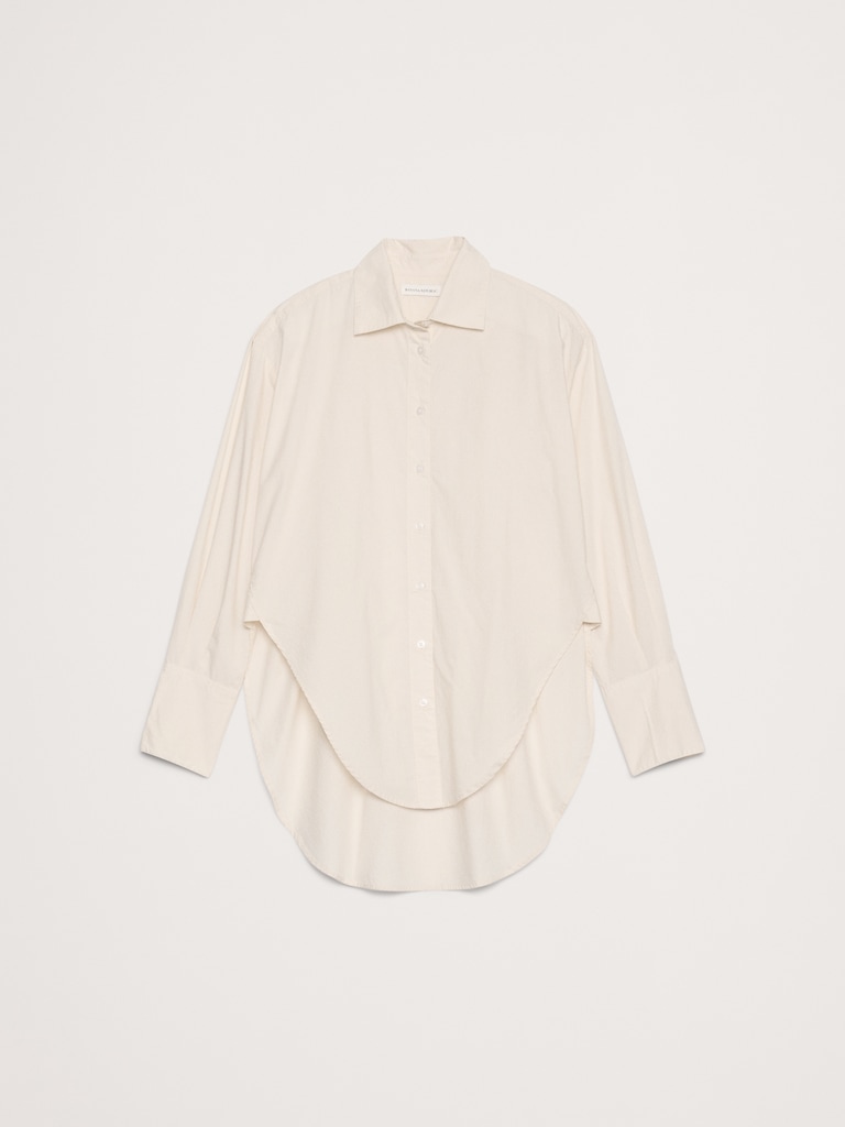 Cotton Poplin Curve-Hem Shirt