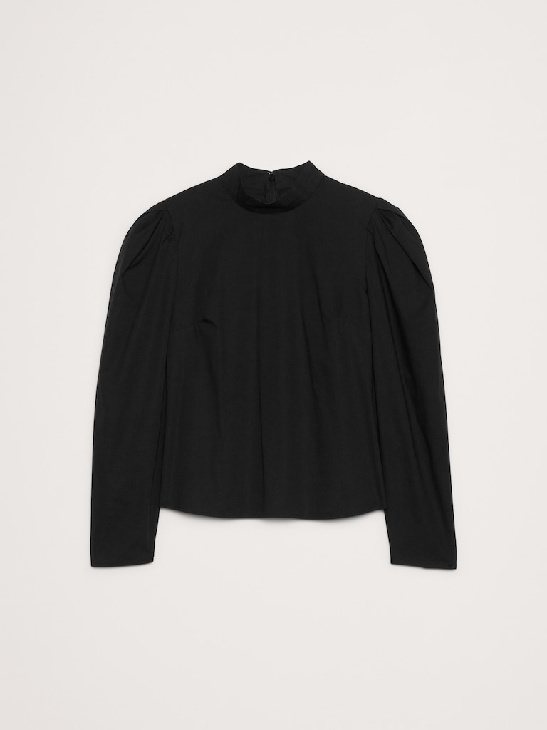 Stretch-Cotton Puff-Sleeve Top