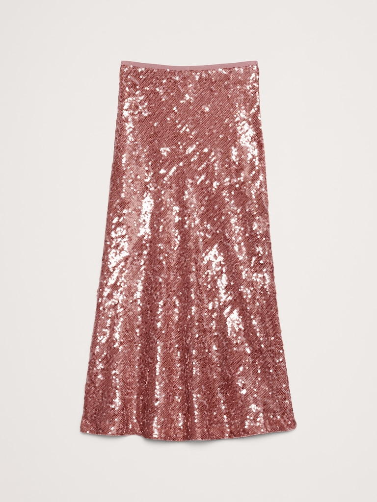 Bias-Cut Sequin Maxi Skirt