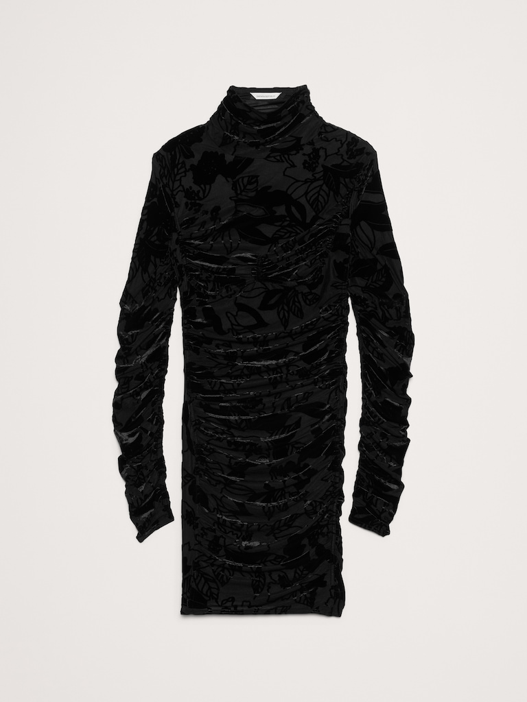 Burnout Velvet Ruched Mini Dress