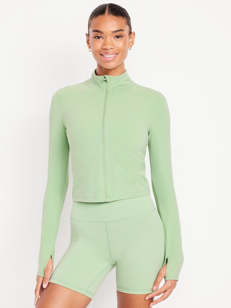 StudioSmooth Full-Zip Cropped Jacket