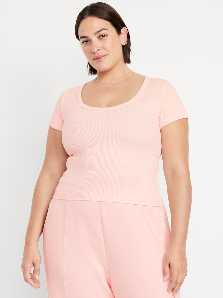 Exhale Seamless Cropped Rib T-Shirt