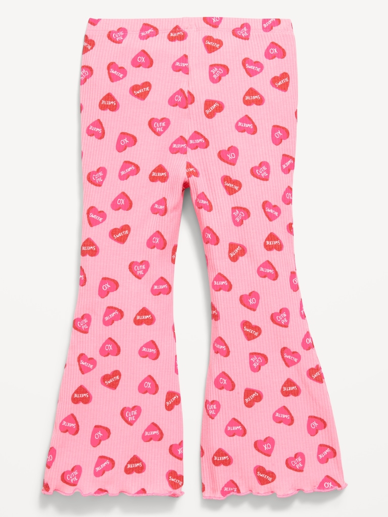 Printed Ribbed Flare Leggings for Toddler Girls