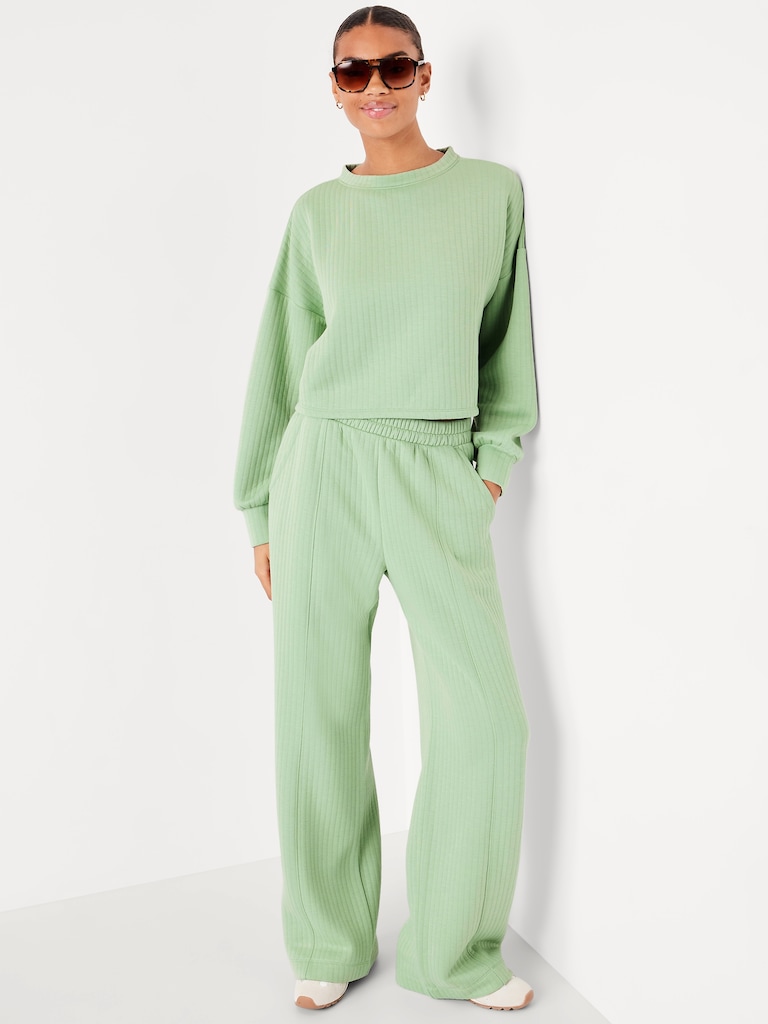 Bounce Fleece Quilted Crew-Neck Top