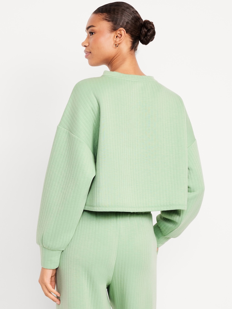 Bounce Fleece Quilted Crew-Neck Top