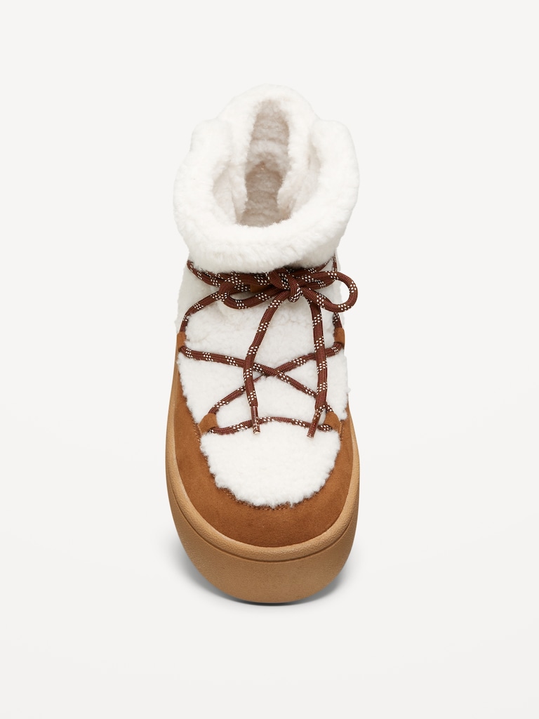 Cozy Lace-Up Platform Booties for Women