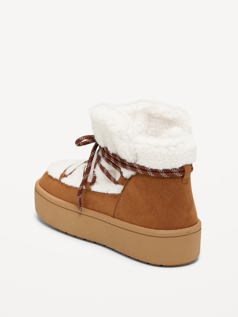 Cozy Lace-Up Platform Booties for Women