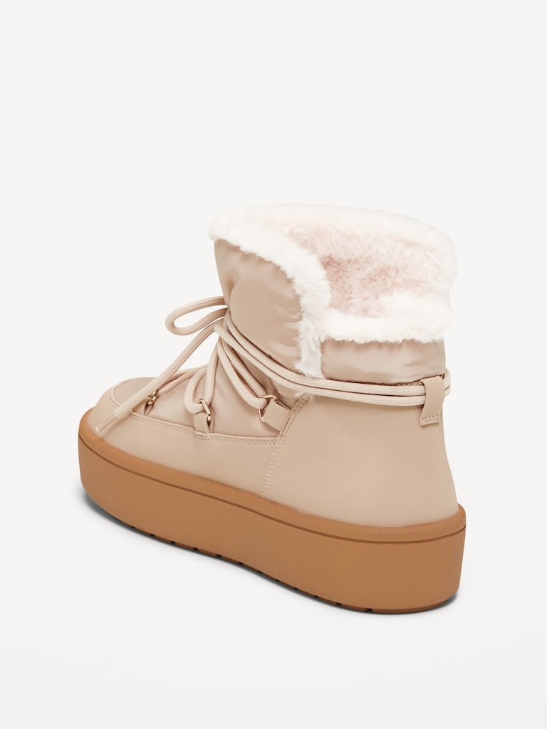 Cozy Lace-Up Platform Booties for Women