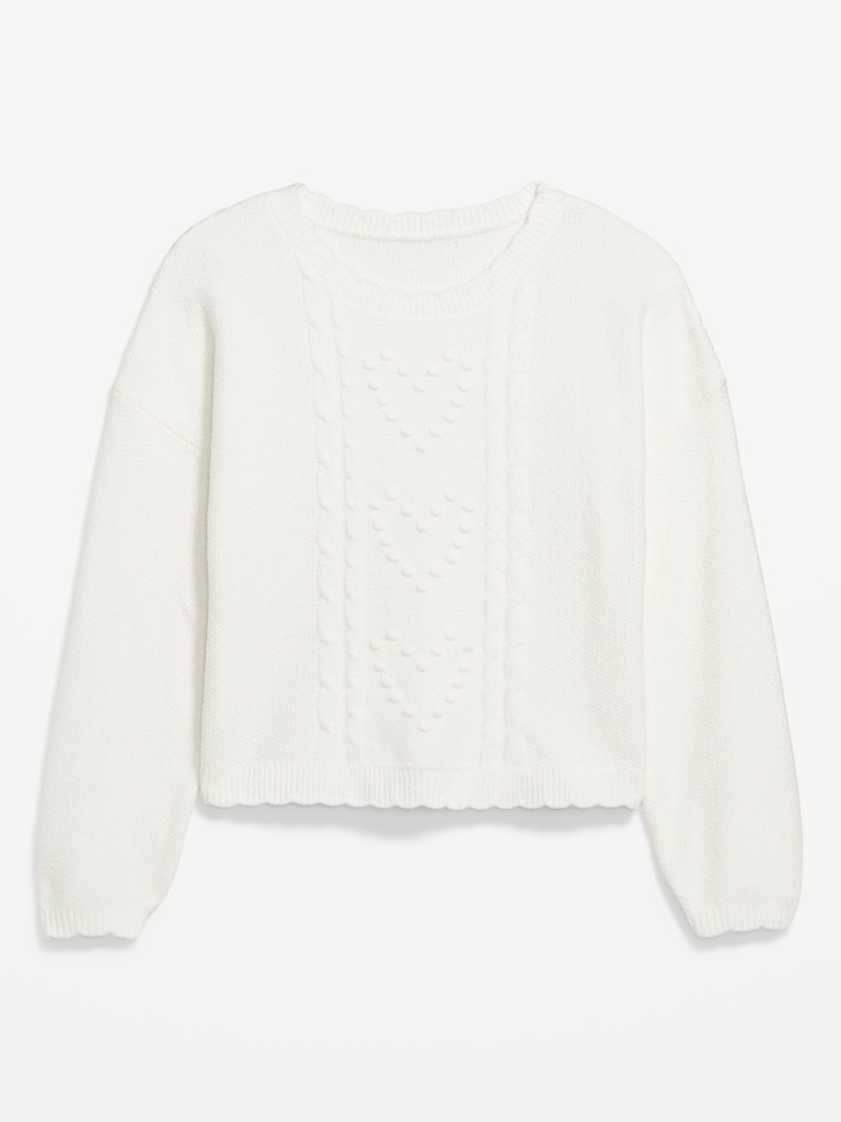 SoSoft Crew-Neck Bobble Heart Sweater