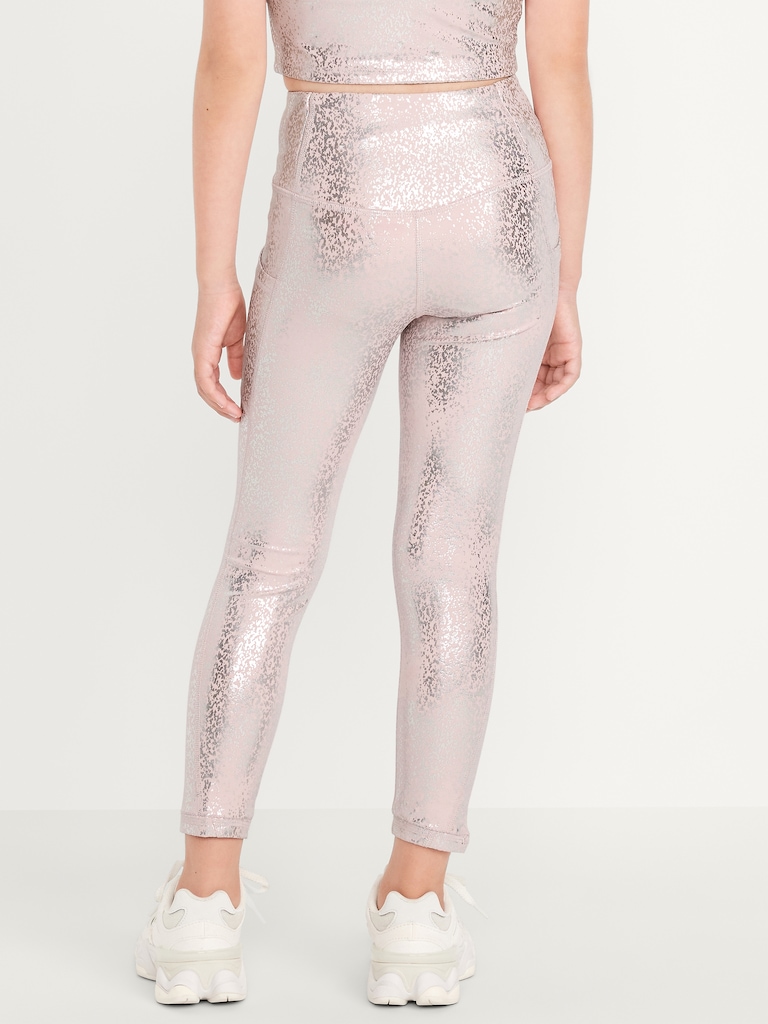 High-Waisted PowerSoft 7/8-Length Side-Pocket Leggings for Girls