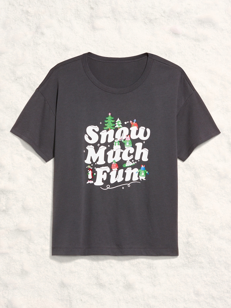 Holiday-Graphic Crew-Neck T-Shirt for Women