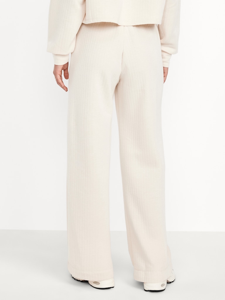 High-Waisted Bounce Fleece Quilted Wide-Leg Sweatpants