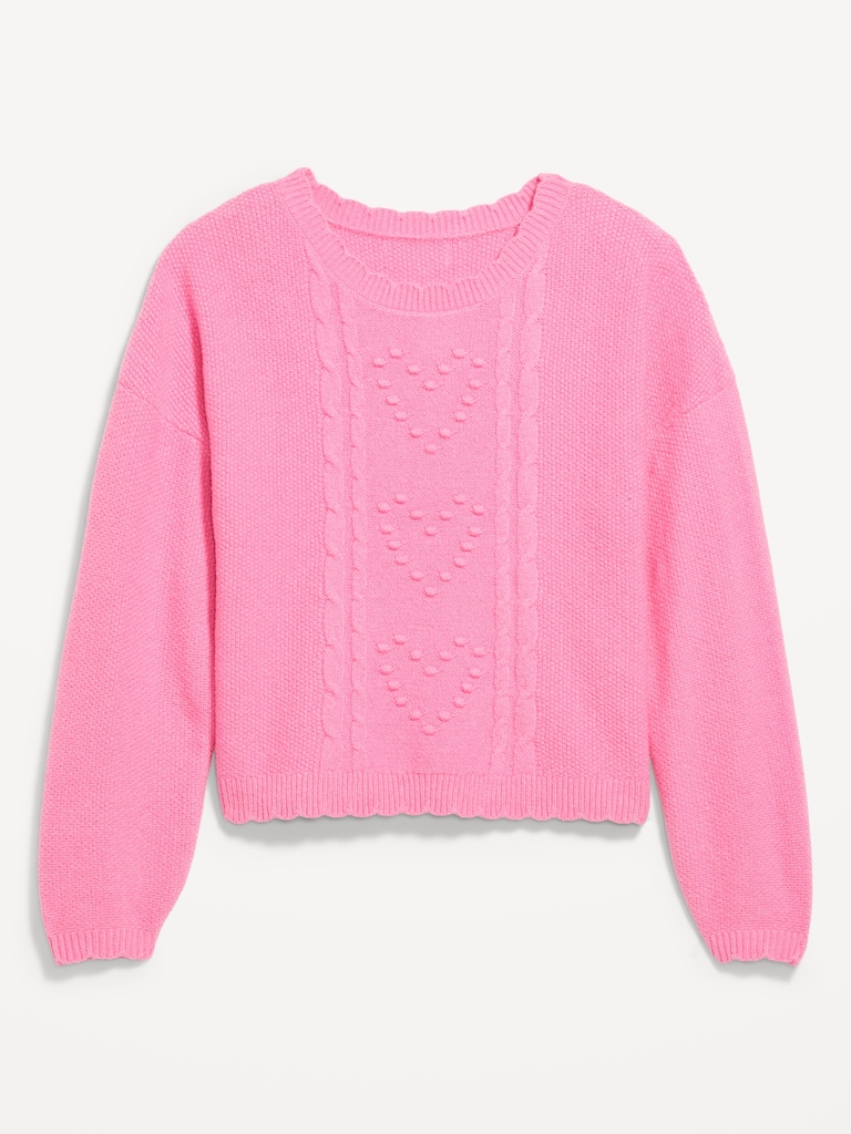 SoSoft Crew-Neck Bobble Heart Sweater
