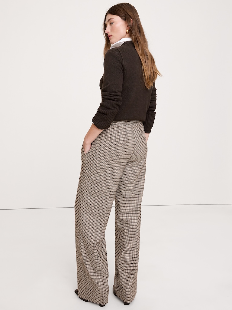Wide-Leg Flannel Drawstring Pull-On Pant