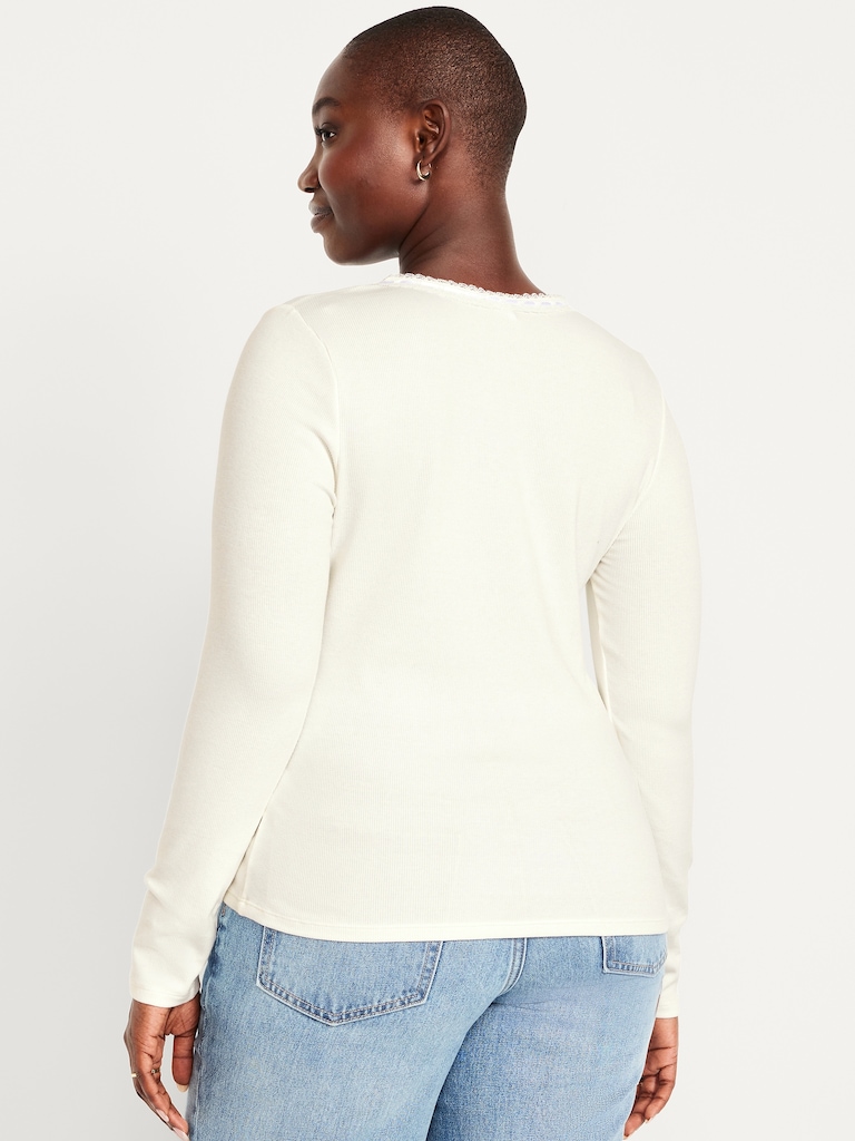Scoop-Neck Long-Sleeve Ribbed Top