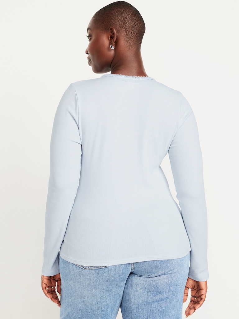 Scoop-Neck Long-Sleeve Ribbed Top