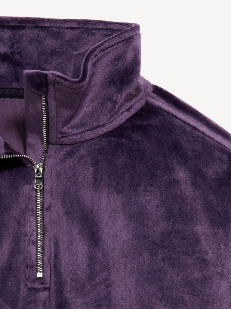 Long-Sleeve Velour Half-Zip Pullover for Girls
