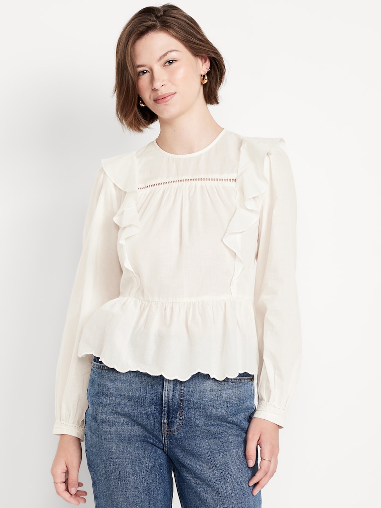 Ruffle Bib Peplum Top