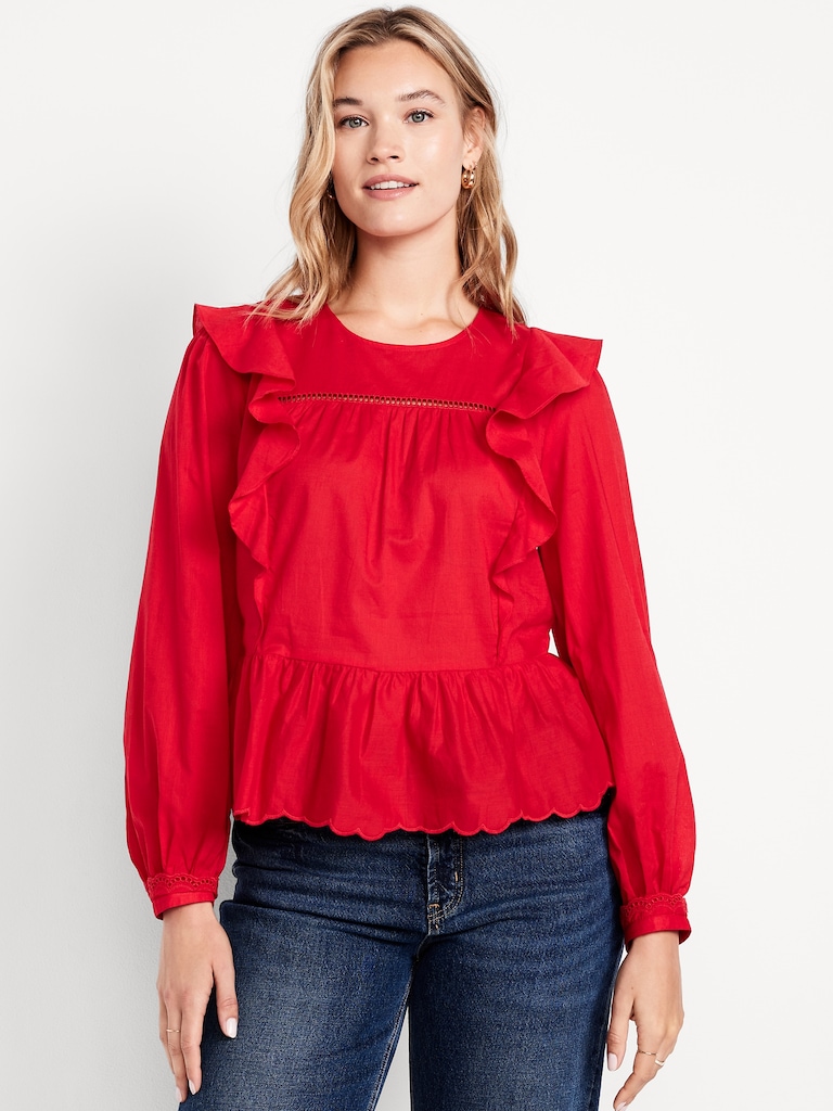 High-Neck Ruffle Peplum Top