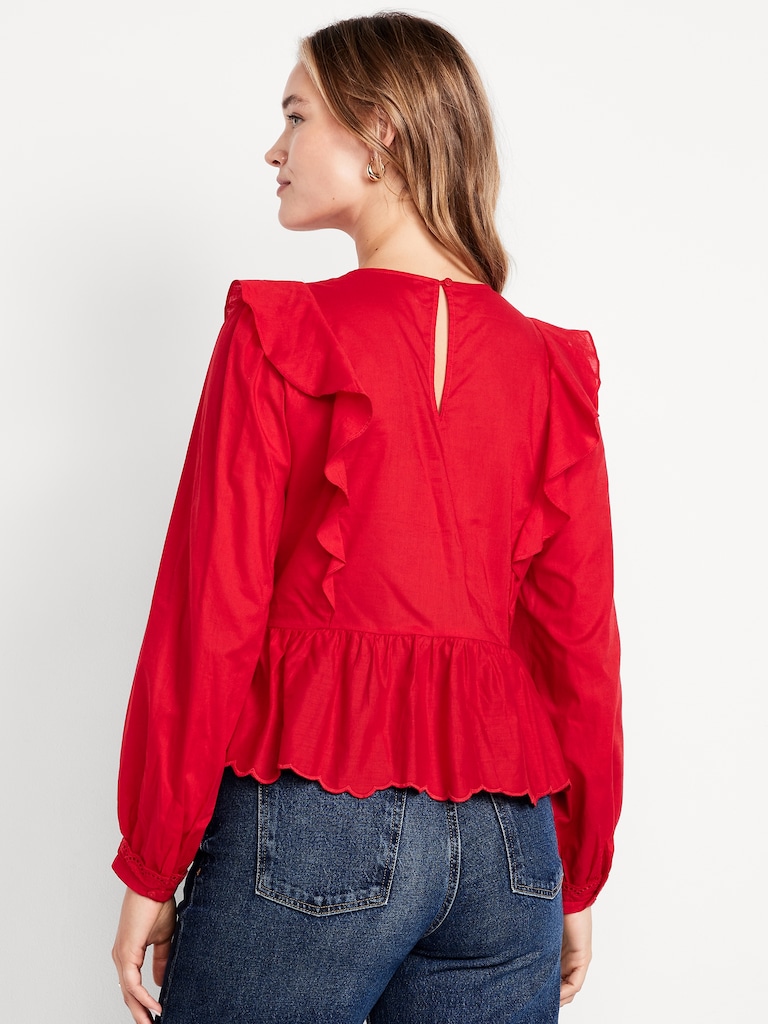 High-Neck Ruffle Peplum Top