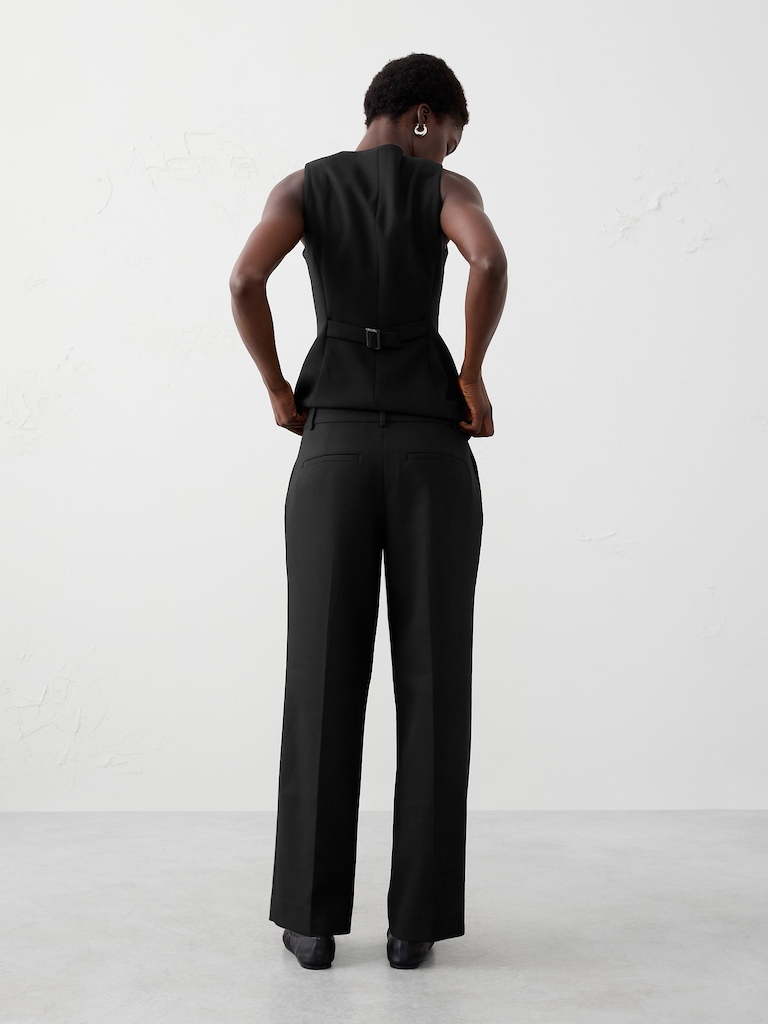 Straight High-Rise Double Weave Trouser