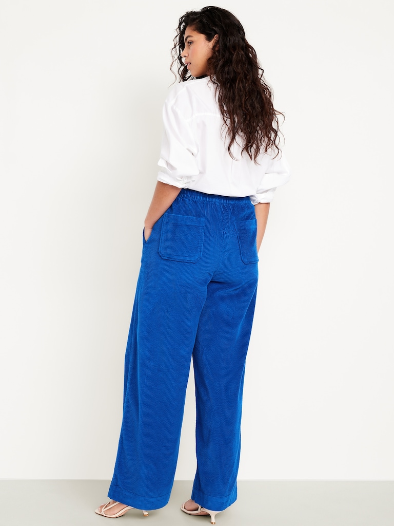 High-Waisted Pull-On Corduroy Pants