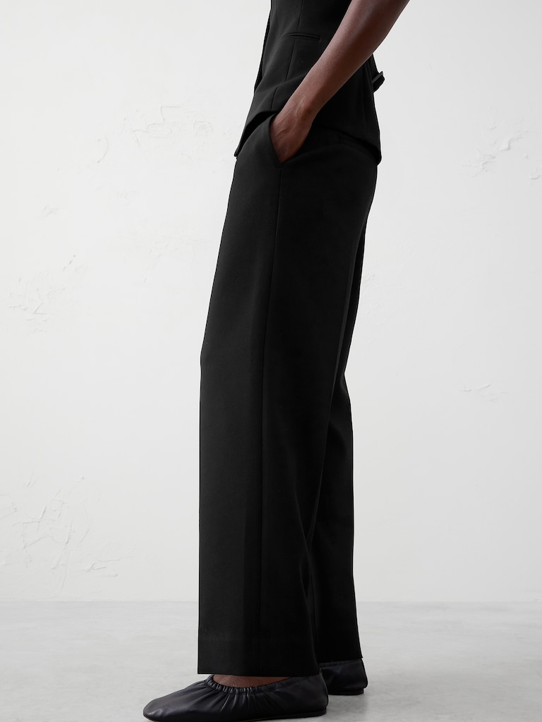 Straight High-Rise Double Weave Trouser