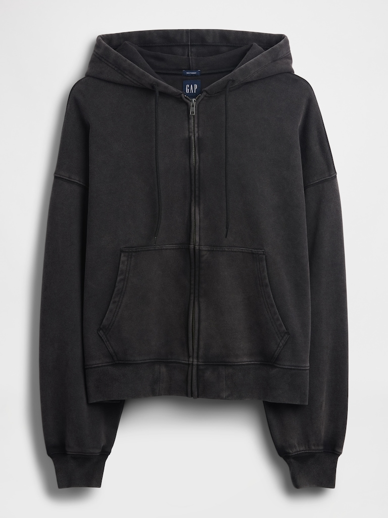 Heavyweight Oversized Crop Zip Hoodie