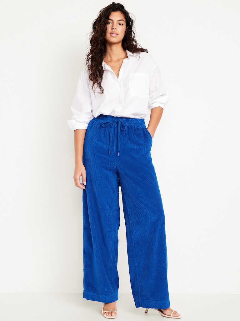 High-Waisted Pull-On Corduroy Pants