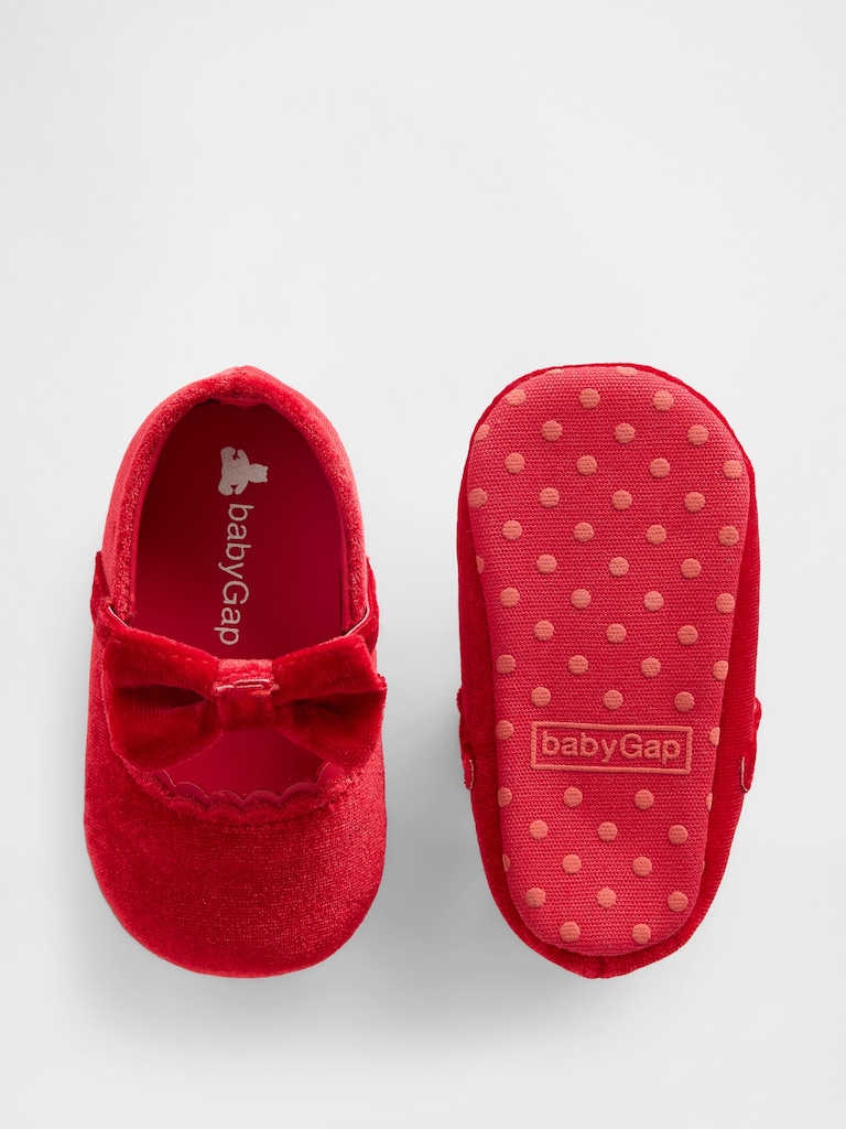 Baby Velvet Bow Mary Jane Flats