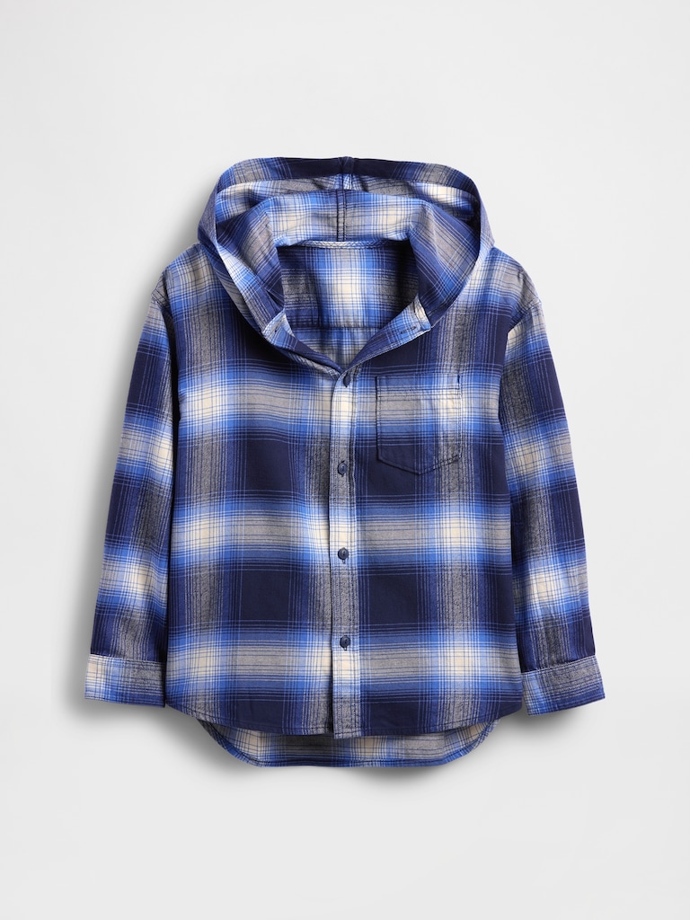 Kids Organic Cotton Hooded Flannel Shirt