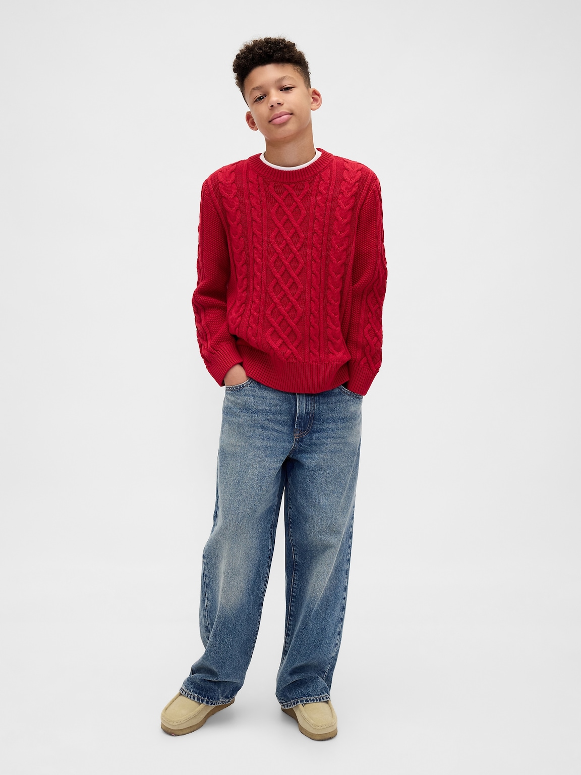Kids Cable-Knit Crewneck Sweater