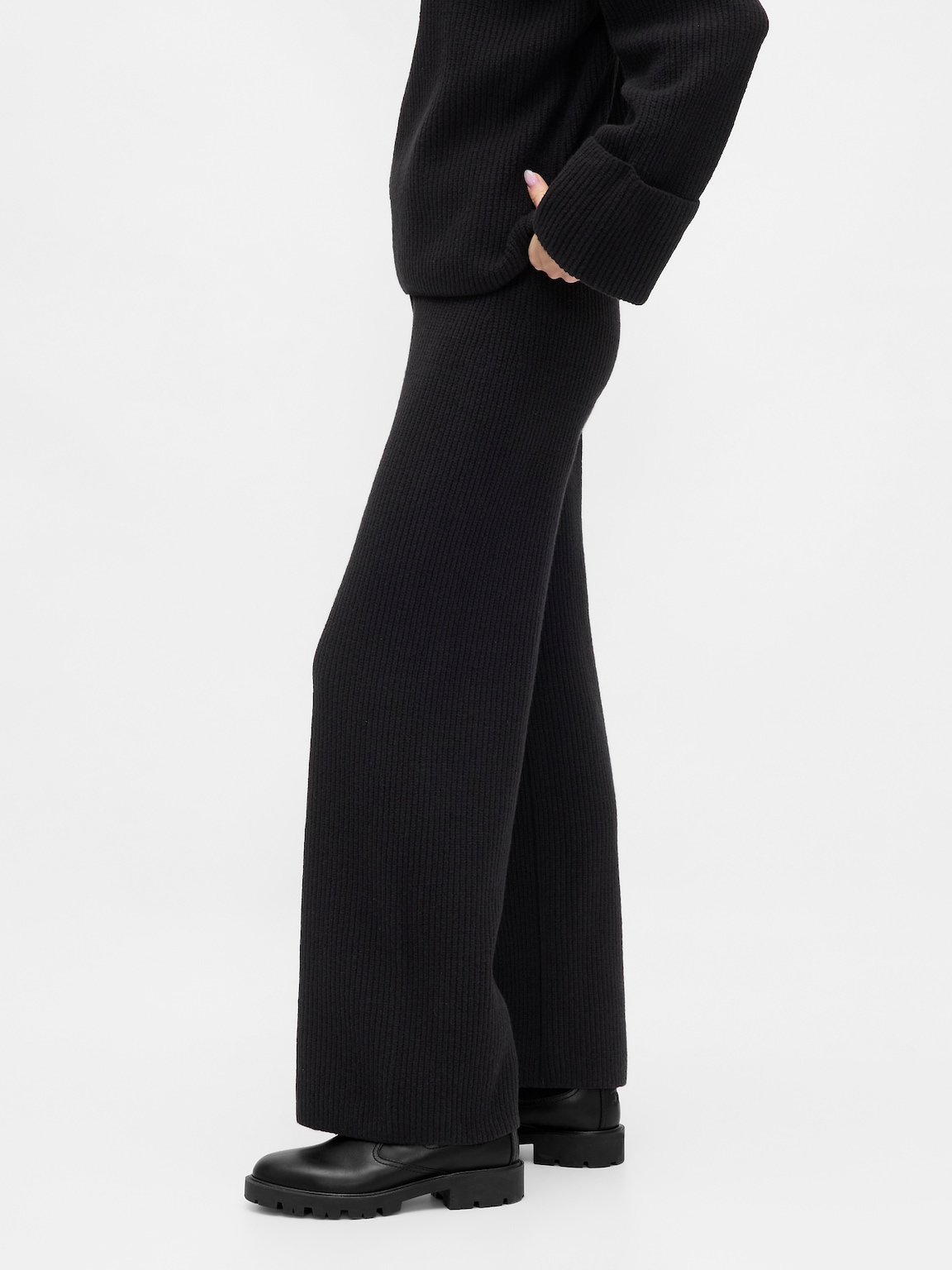 CashSoft Shaker-Stitch Sweater Pants
