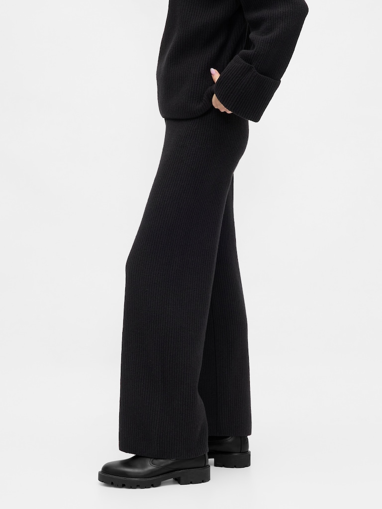 CashSoft Shaker-Stitch Sweater Pants