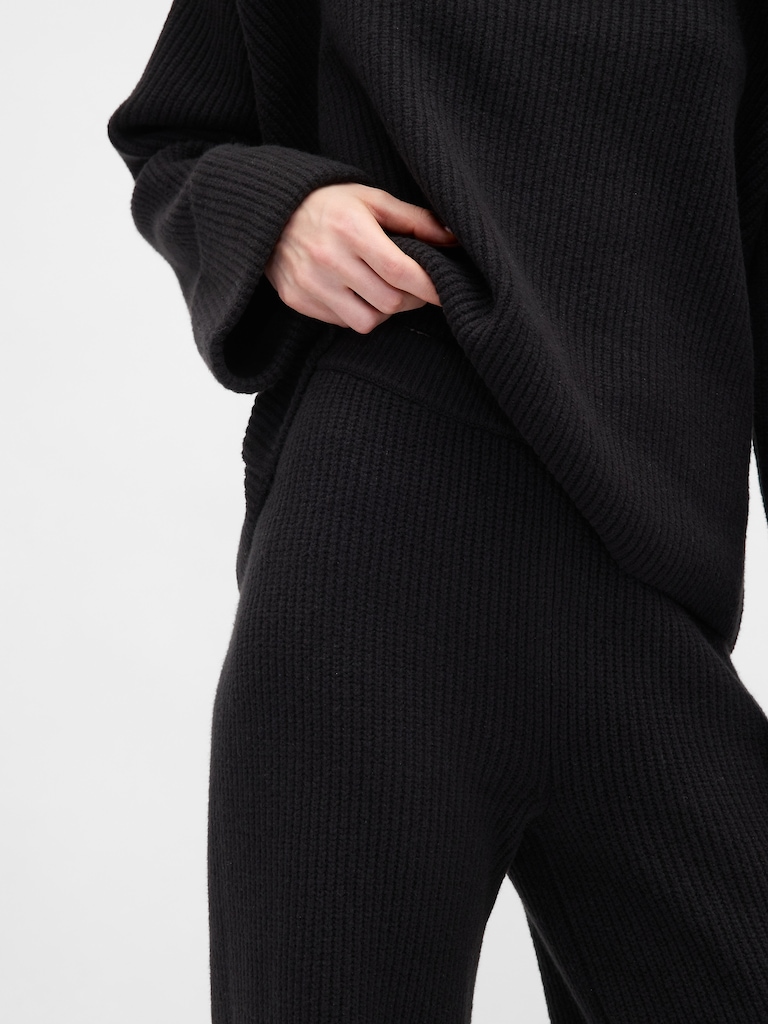 CashSoft Shaker-Stitch Sweater Pants