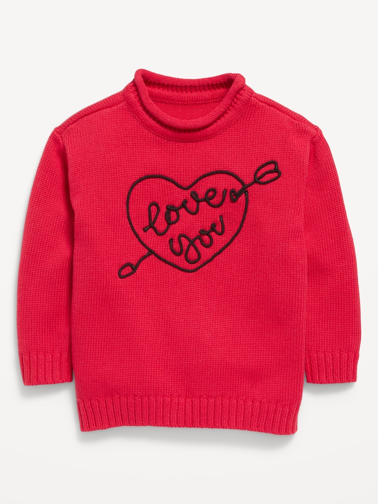Oversized Embroidered Graphic Sweater for Toddler Girls
