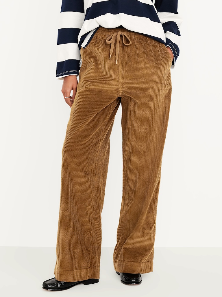High-Waisted Pull-On Corduroy Pants