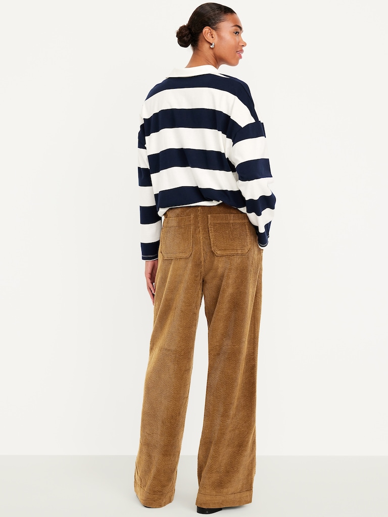 High-Waisted Pull-On Corduroy Pants