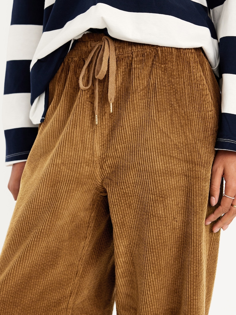 High-Waisted Pull-On Corduroy Pants