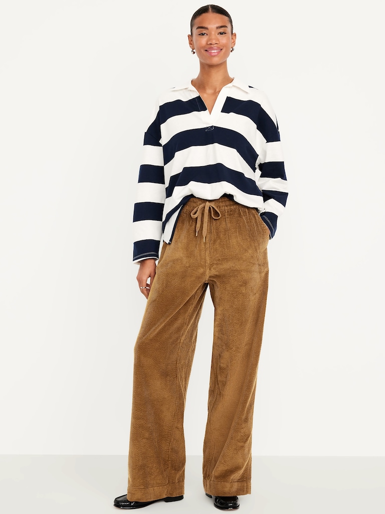 High-Waisted Pull-On Corduroy Pants