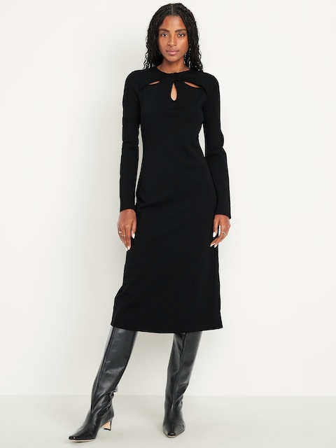 old navy women's long-sleeve twist-neck midi dress reviews Long-Sleeve Twist-Neck Midi Dress