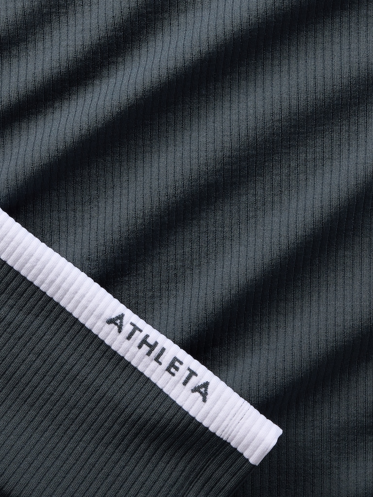 Renew Seamless Mock Neck Stripe Logo Top