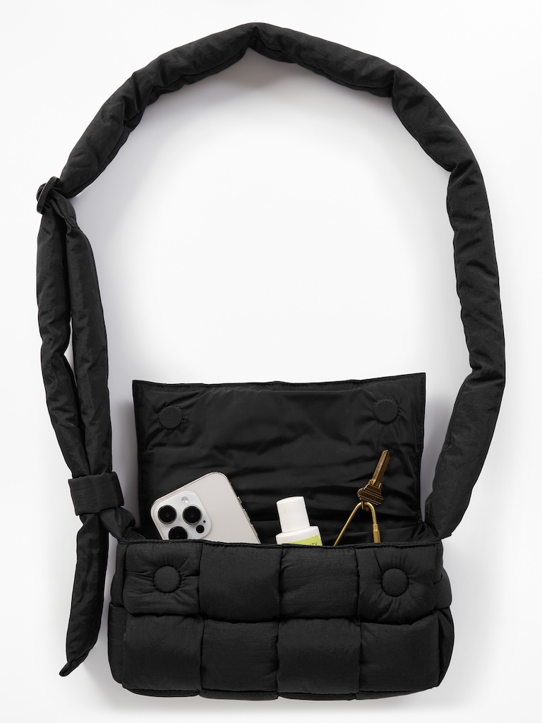 Woven Square Puff Crossbody