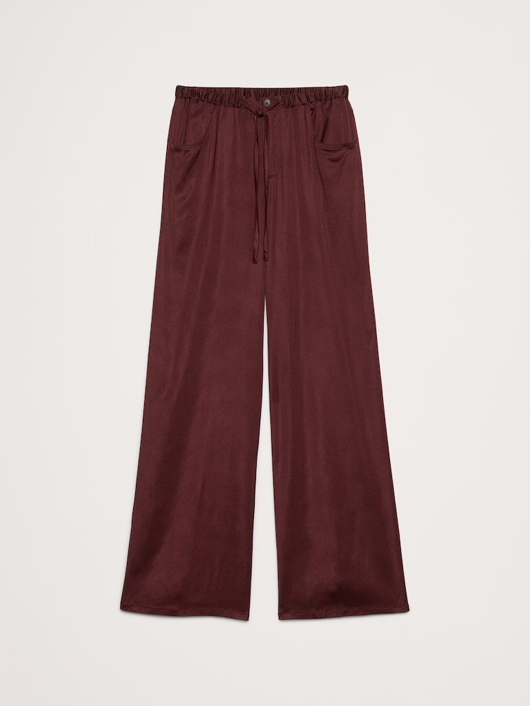 The Studio Wide-Leg Drawstring Pant in Stretch-Satin
