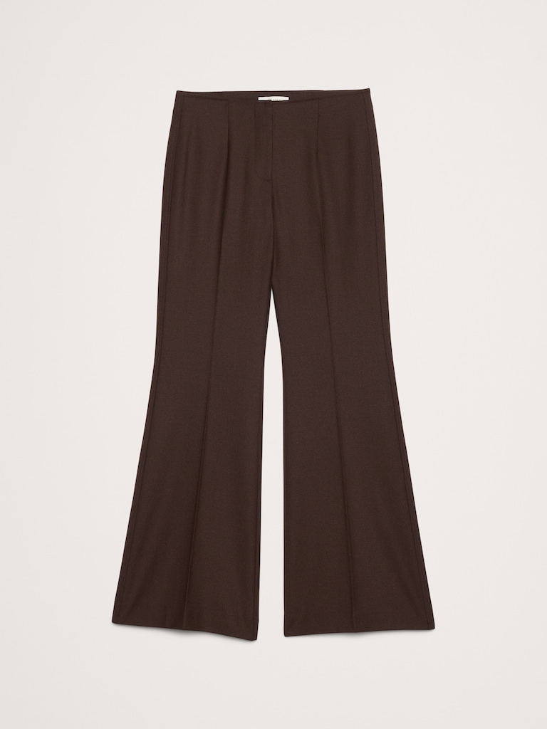 Mid-Rise Flare Stretch Wool-Blend Pant