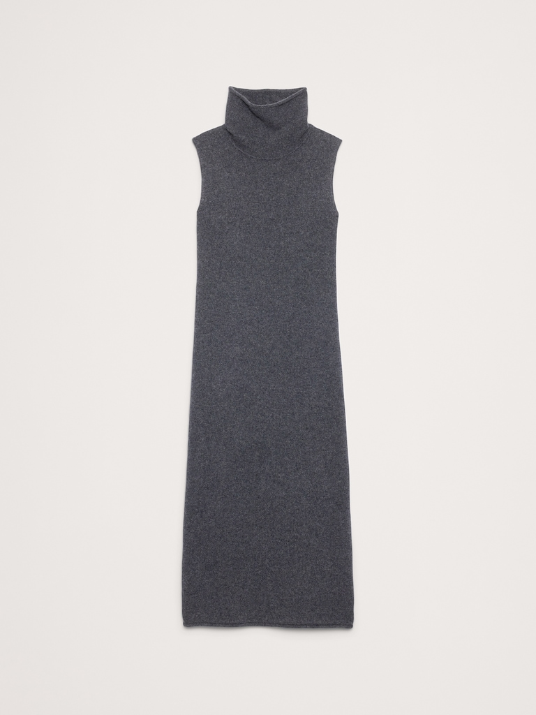 Lightweight Cashmere Turtleneck Midi Dress