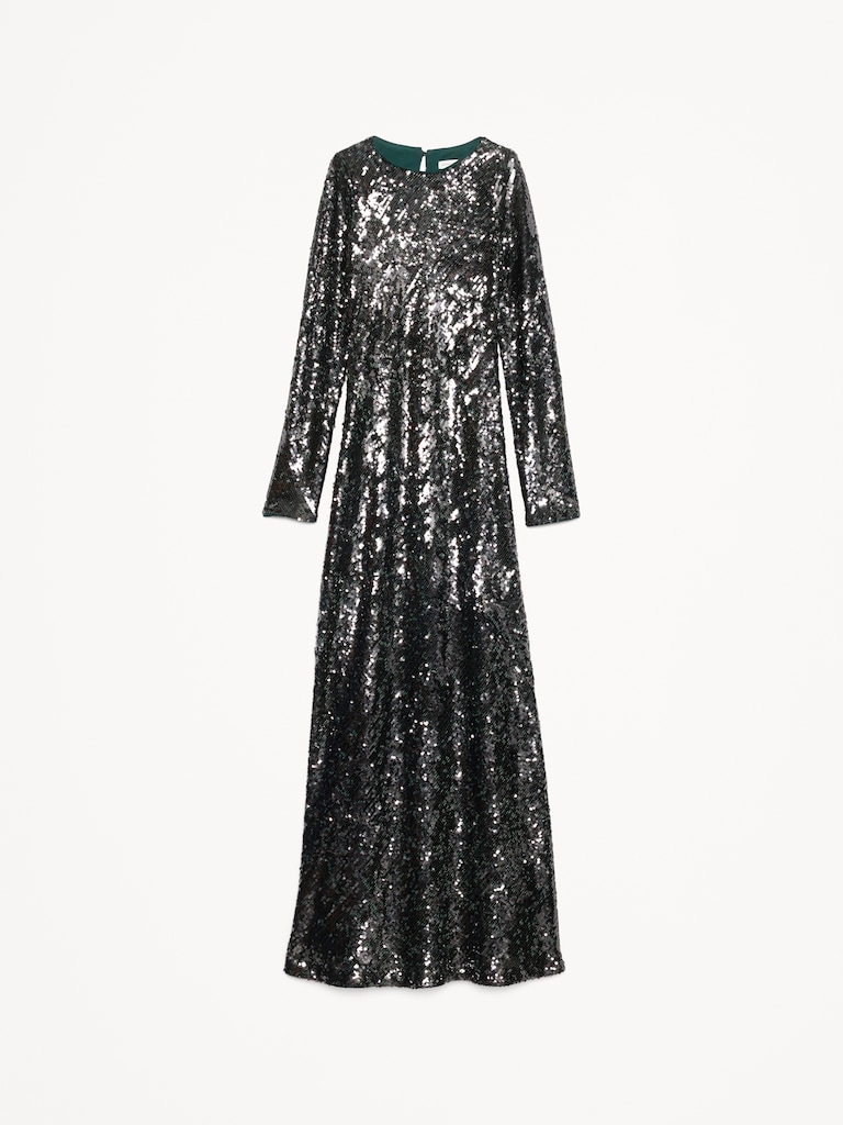 Bias-Cut Sequin Maxi Dress