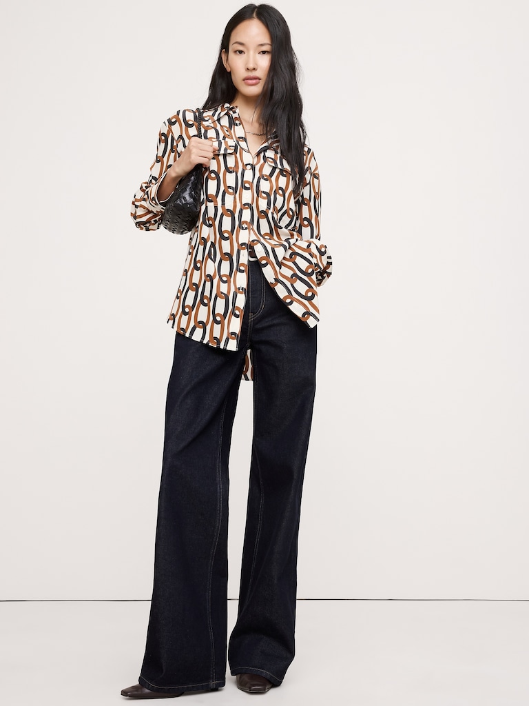 Oversized Matte Silk Utility Shirt