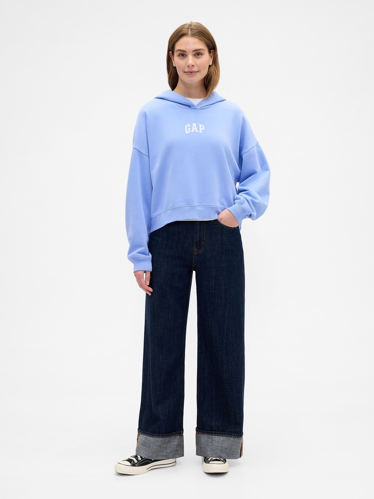 Relaxed Gap Mini-Logo Cropped Hoodie