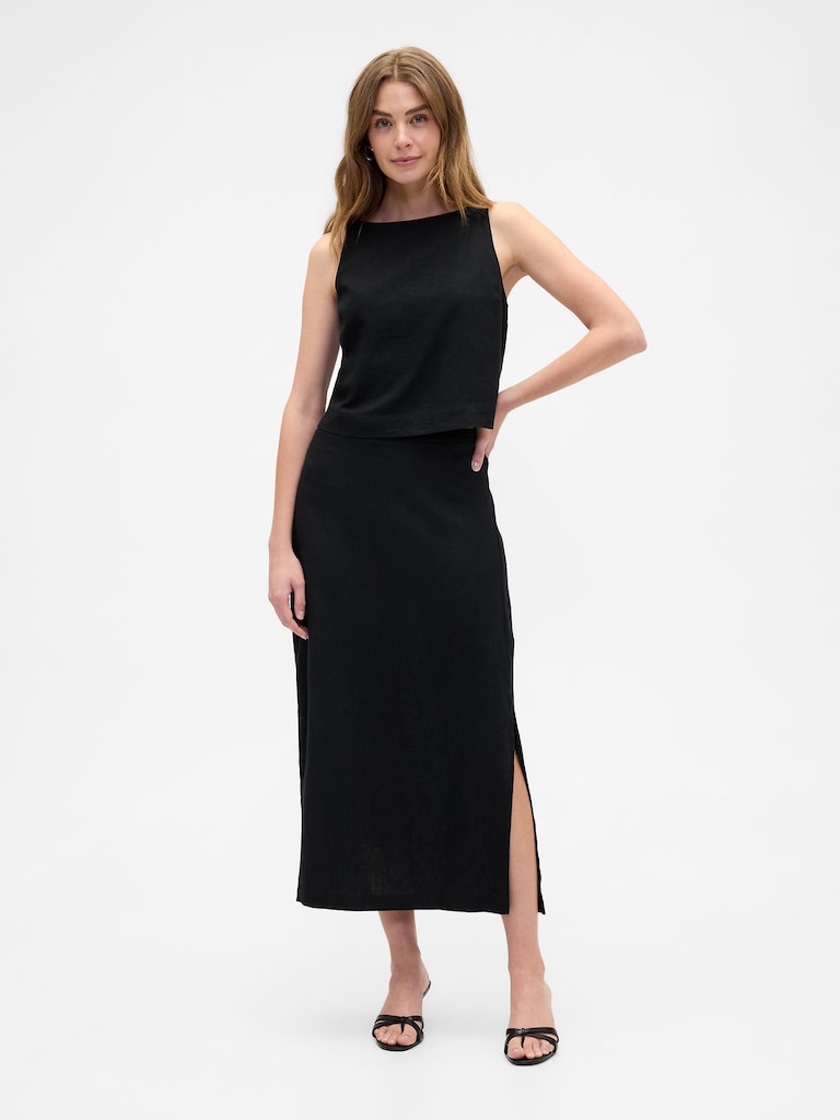 Linen-Blend Apron Top